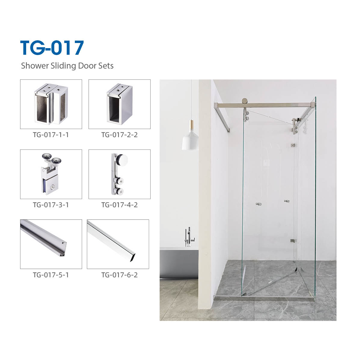 Folding shower door hardware